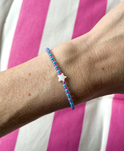 Náramek z Miyuki korálků Blue Star