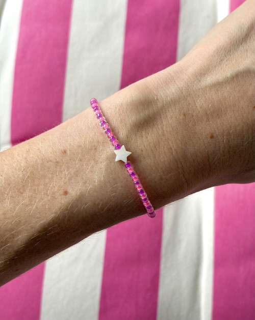 Náramek z Miyuki korálků Pink Star