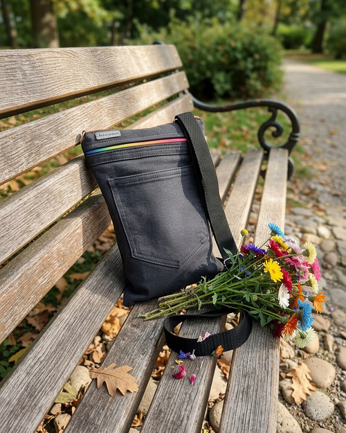 Džínová crossbody taška - černá — foto 1