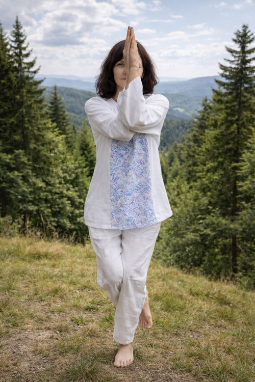Lněná kimono tunika Levandule 21225