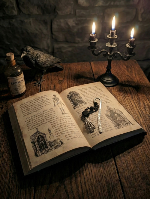 Záložka do knihy – ruka kostlivce (gothic)