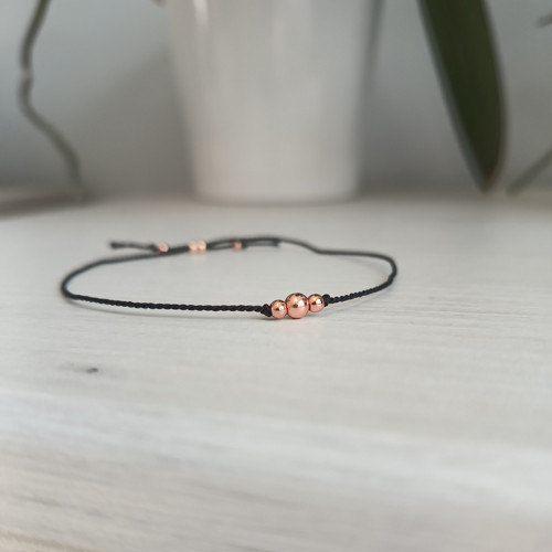 Náramek BASIC SILK (3) Rosegold ed. - black
