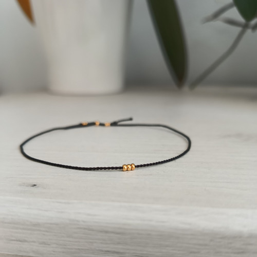 Náramek BASIC SILK (3) Luxury Gold ed. - black