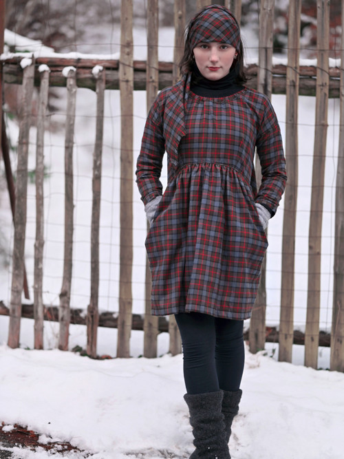 Flanelové šaty, multivelikostní... Tartan do šeda