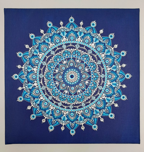 Mandala tečkovaná modrá
