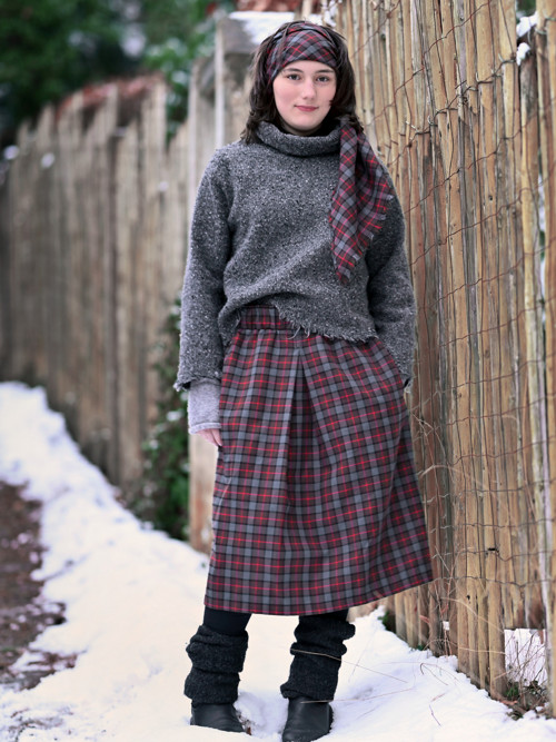 Flanelová sukně... Tartan do šeda