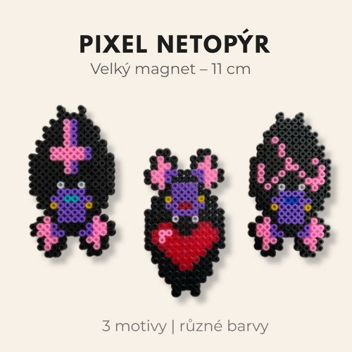 Pixel netopýr – velký magnet 11 cm | 3 motivy