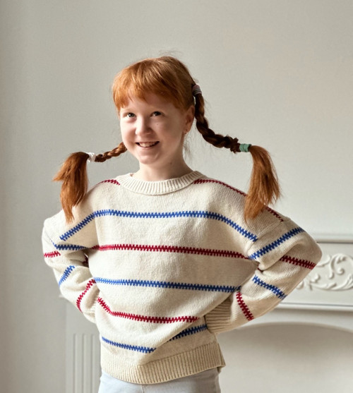 Dětský svetr inspirovaný Pippi – 8–10 let