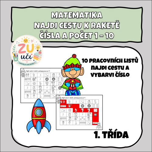 Najdi cestu k raketě - Počet do 10