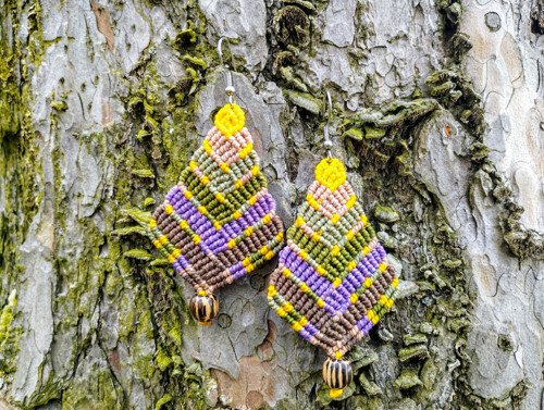 Macramé náušnice s palmovým korálkem