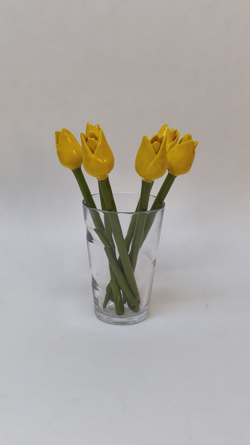 Keramický tulipán - žlutý