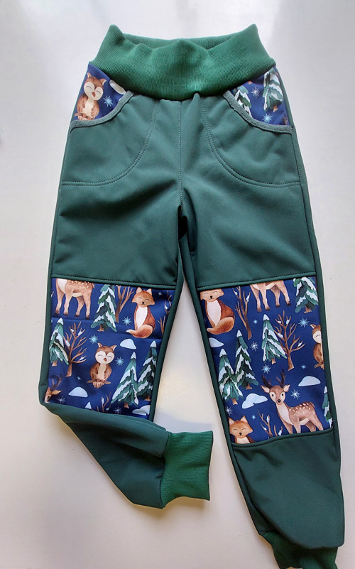 Kalhoty softshell, V lese a tm.zelená v.92