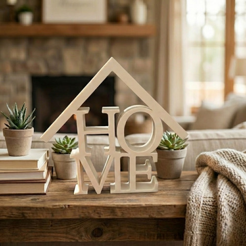 Dekorace HOME ve tvaru domečku - Béžová