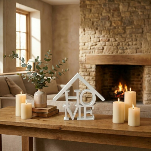 Dekorace HOME ve tvaru domečku - Bílá