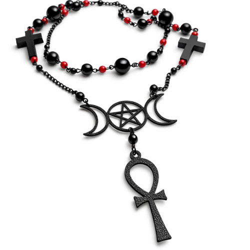 Occult Rosary Anch Kříž tripple moon krucifix