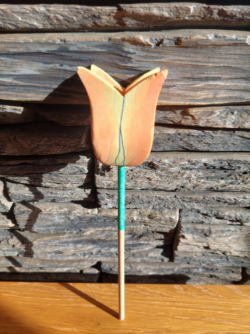 Malovaný dřevěný tulipán - Oranžový
