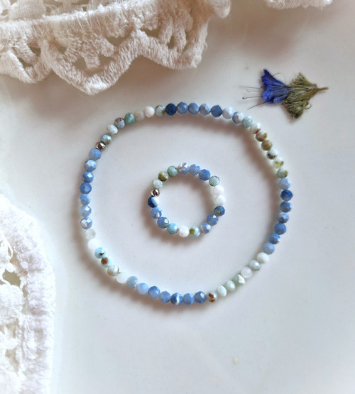 Ombré náramek*larimar*modrý opál*broušený
