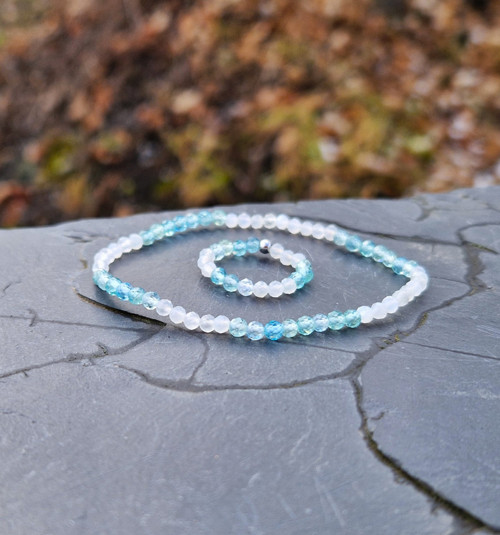 Ombré náramek*mesíční kámen*apatit laguna blue