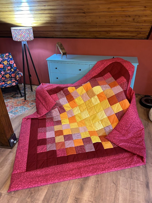 Zapadající slunce,přehoz či přikrývka patchwork