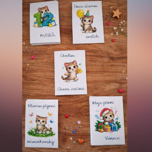 Milníkové kartičky s koťátky 52 ks
