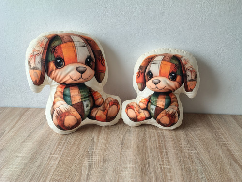 Pejsek styl patchwork - 3D polštář