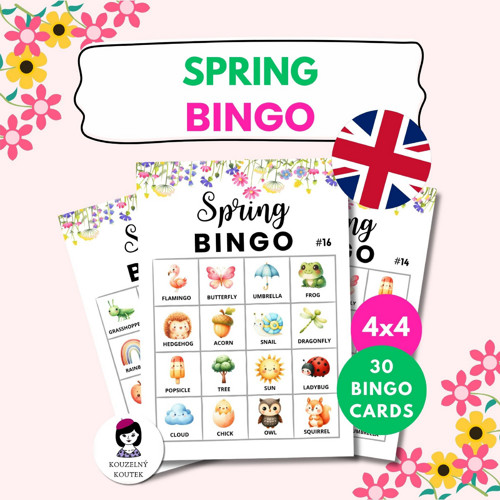 Anglické jarní bingo - hra pro děti (PDF)