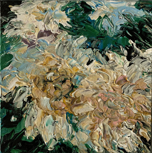 Květina - obraz, akryl na plátně, 20x20 cm