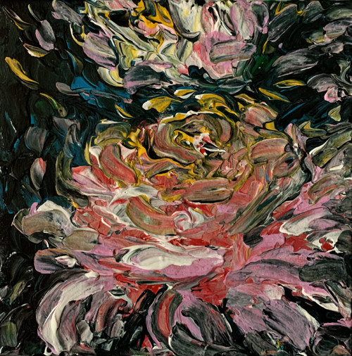 Květina - obraz, akryl na plátně, 20x20 cm