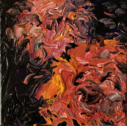 Květina - obraz, akryl na plátně, 20x20 cm