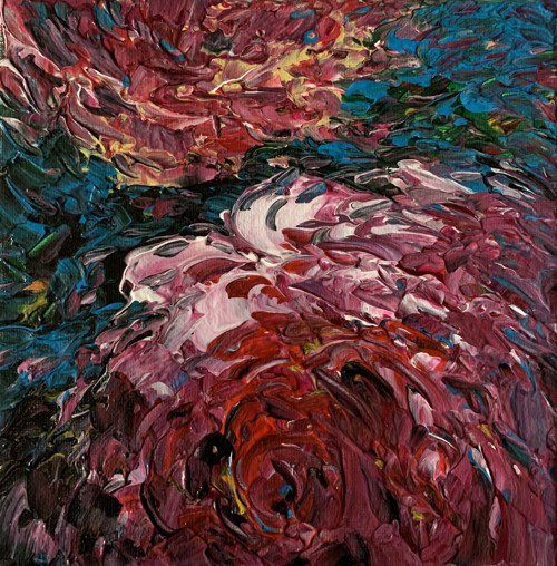 Květina - obraz, akryl na plátně, 20x20 cm