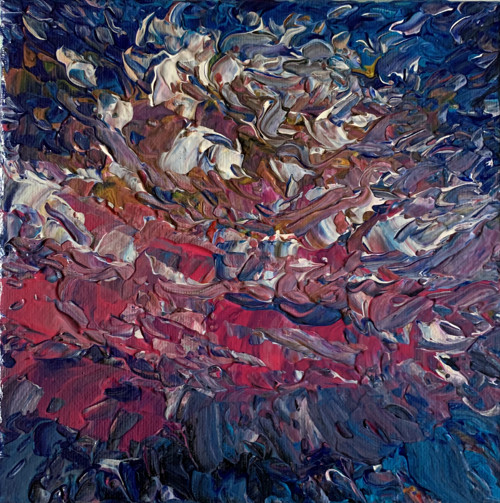 Květina - obraz, akryl na plátně, 20x20 cm