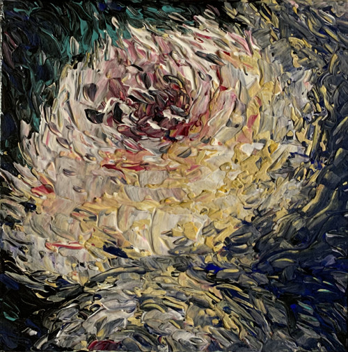 Květina - obraz, akryl na plátně, 20x20 cm