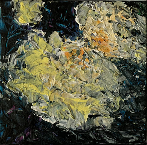 Květina - obraz, akryl na plátně, 20x20 cm