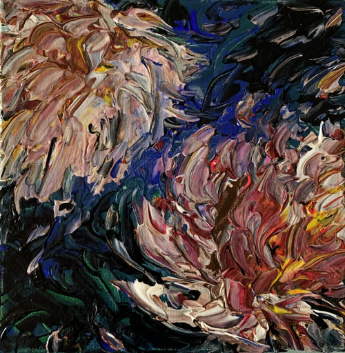 Květina - obraz, akryl na plátně, 20x20 cm