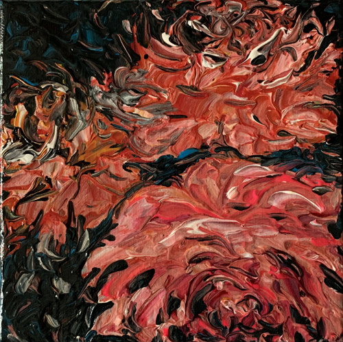 Květina - obraz, akryl na plátně, 20x20 cm