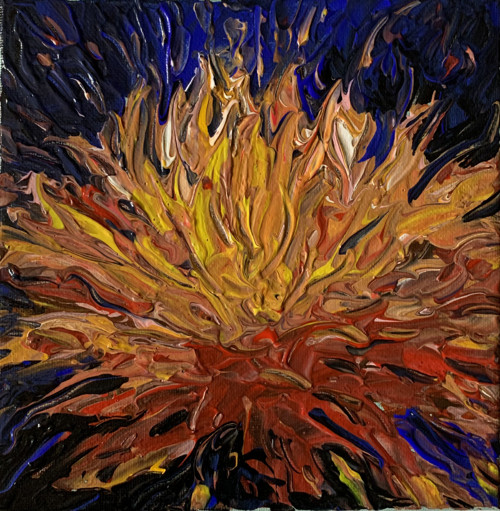 Květina - obraz, akryl na plátně, 20x20 cm