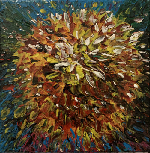 Květina - obraz, akryl na plátně, 20x20 cm