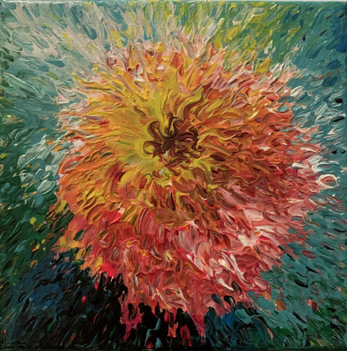 Květina - obraz, akryl na plátně, 20x20 cm