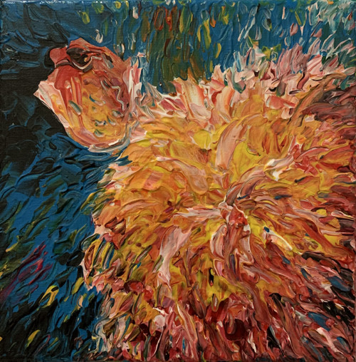 Květina - obraz, akryl na plátně, 20x20 cm