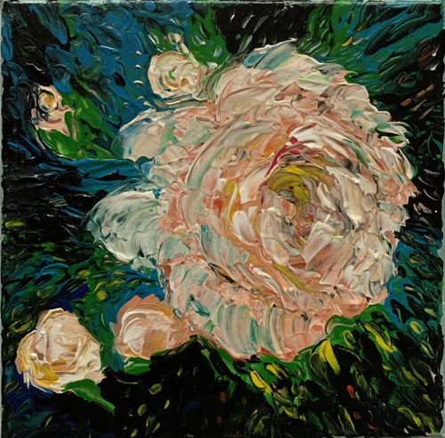 Květina - obraz, akryl na plátně, 20x20 cm