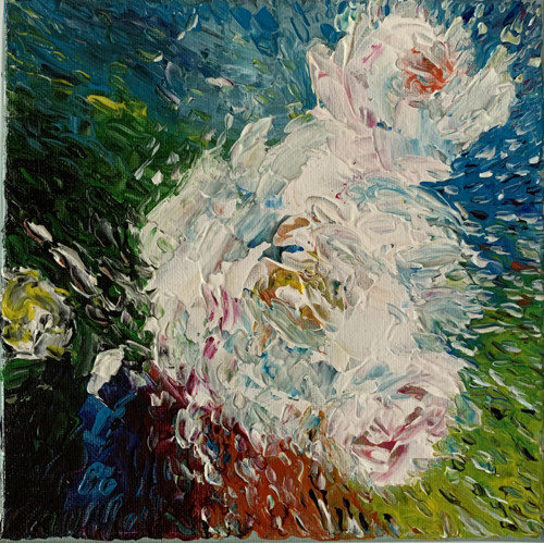 Květina - obraz, akryl na plátně, 20x20 cm