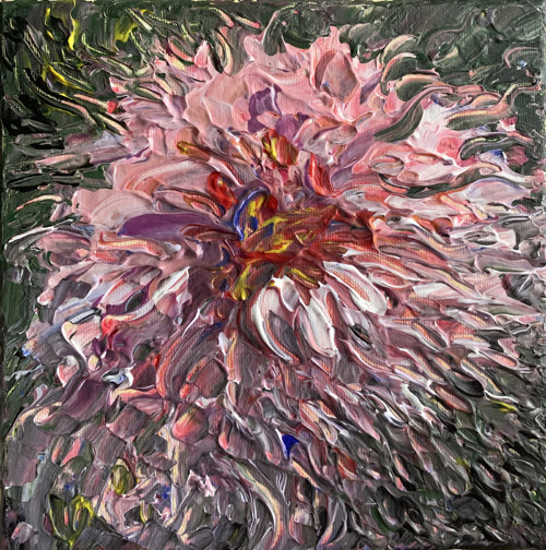 Květina - obraz, akryl na plátně, 20x20 cm