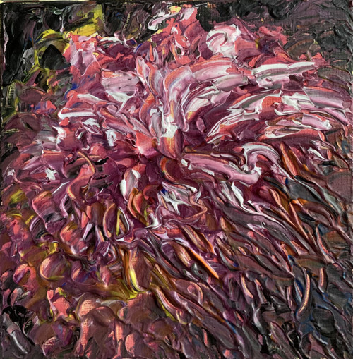 Květina - obraz, akryl na plátně, 20x20 cm