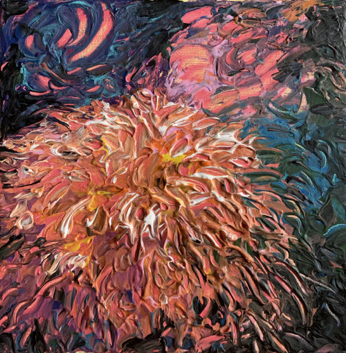 Květina - obraz, akryl na plátně, 20x20 cm