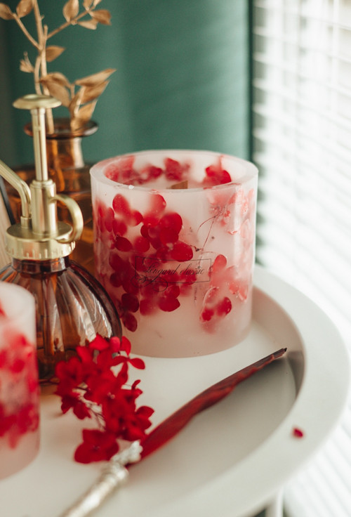 Svíčka "Hydrangea Royale" Velký cylindr