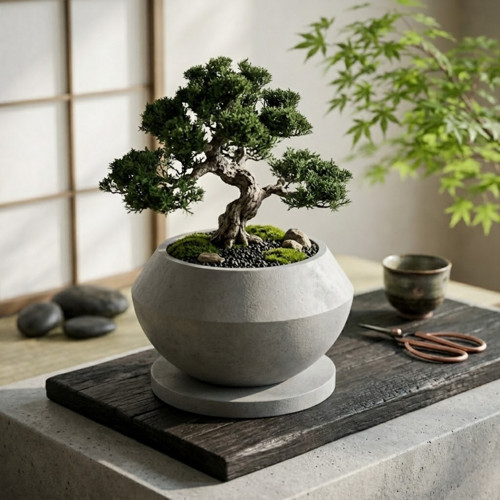 Elegantní květináč na bonsai - Šedý