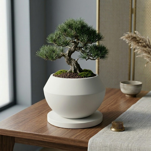 Elegantní květináč na bonsai - Bílý