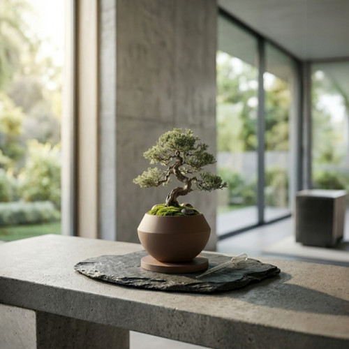 Elegantní květináč na bonsai - Tmavě hnědý