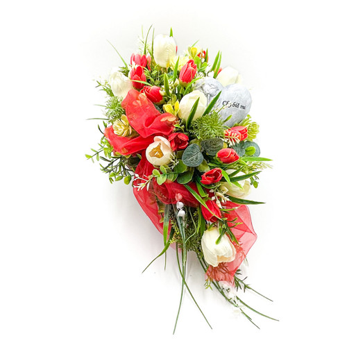 Aranžmá smuteční s krokusy a tulipány - BČ