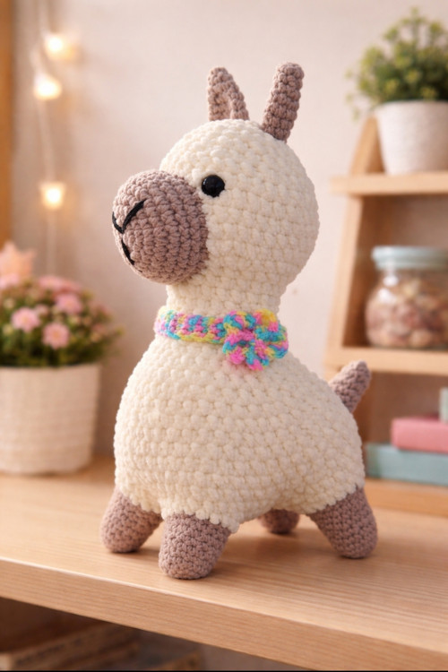Alpaka (lama) háčkovaná.